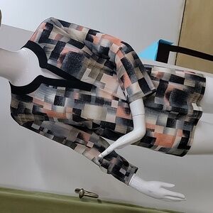 Bali Geometric Colorful Printed 3/4 Sleeve Blouse Top Size Large